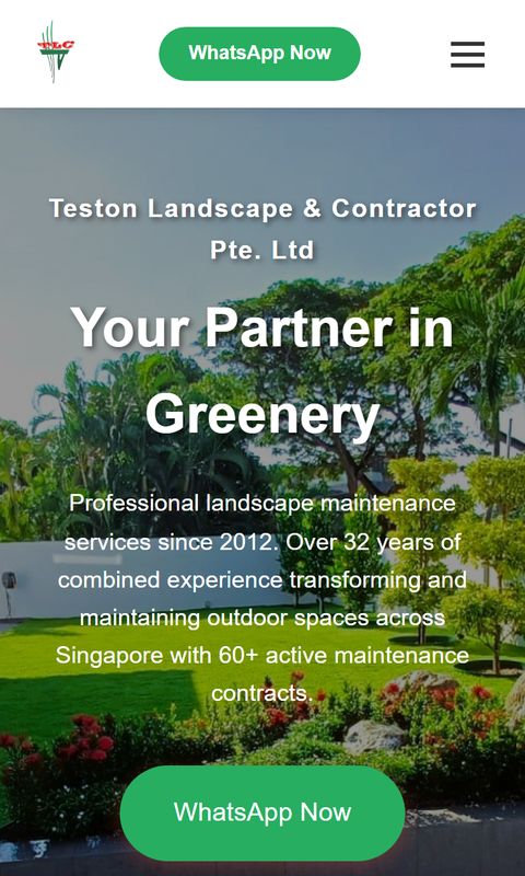 Landscaper website on mobile