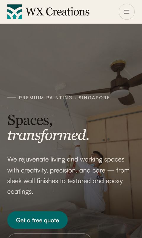 Painting contractor website on mobile